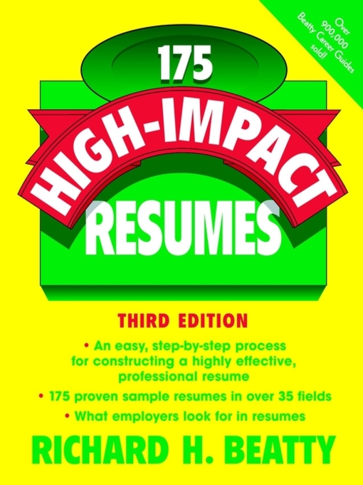 Title details for 175 High-Impact Resumes by Richard H. Beatty - Available